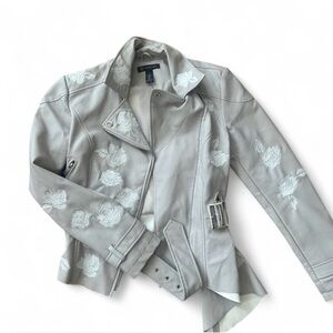 Women's Gray Floral Embroidered Jacket